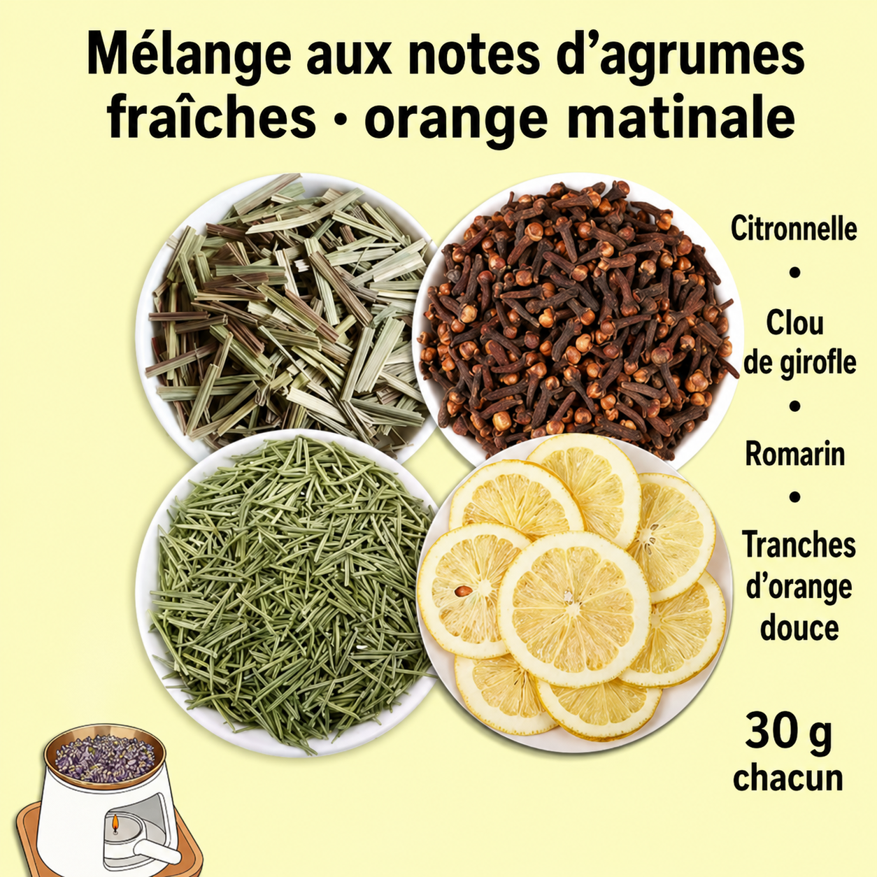 Mélange Agrumes & Herbes séchées pour brûleur Aroma™