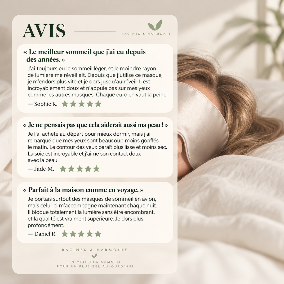 NUIT DE SOIE™ - Masque sommeil 3D en soie de mûrier