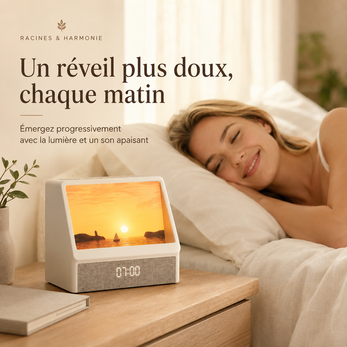 Aurora™ – Réveil lumineux simulateur d’aube 3 en 1